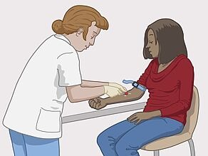 Ein Arzt nimmt eine Blutprobe ab.