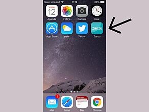 Het Zanzu-icoon verschijnt tussen de apps op je startscherm.