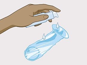 Put a lubricant on the inside and outside of the condom.