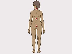 Erojen bölgelerin gösterildiği bir kadın vücudunun arkadan görünüşü