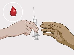 ВІЛ може передаватися через кров, наприклад, через спільне використання ін’єкційного матеріалу.